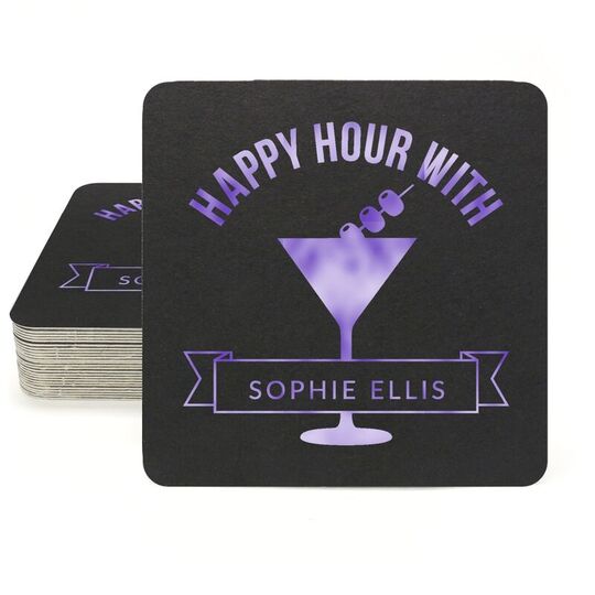 Happy Hour Martini Square Coasters